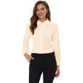 thumbnail image 1 of Camisa Con Botones Unique Bargains Blusa De Manga Larga Con Cuello Peter Pan Albaricoque XS, 1 of 4