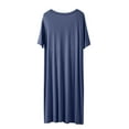 thumbnail image 4 of Xysaqa Womens Tank Nightgown Soft Cotton Large V Neck Sleepshirts Comfy Modal Oversized Sleepwear Short Sleeve Casual Nightshirt for Women Tshirt Dress XL 2X Clearance Gray, 4 of 8