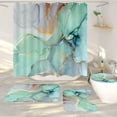 thumbnail image 2 of 4 Pcs Green Marble Shower Curtain Set with Rug Bathroom Curtains Shower Set Toilet Mat Lid Rug Bathroom Sets Shower Curtain Sets with 12 Hooks, 72"x72", 2 of 5