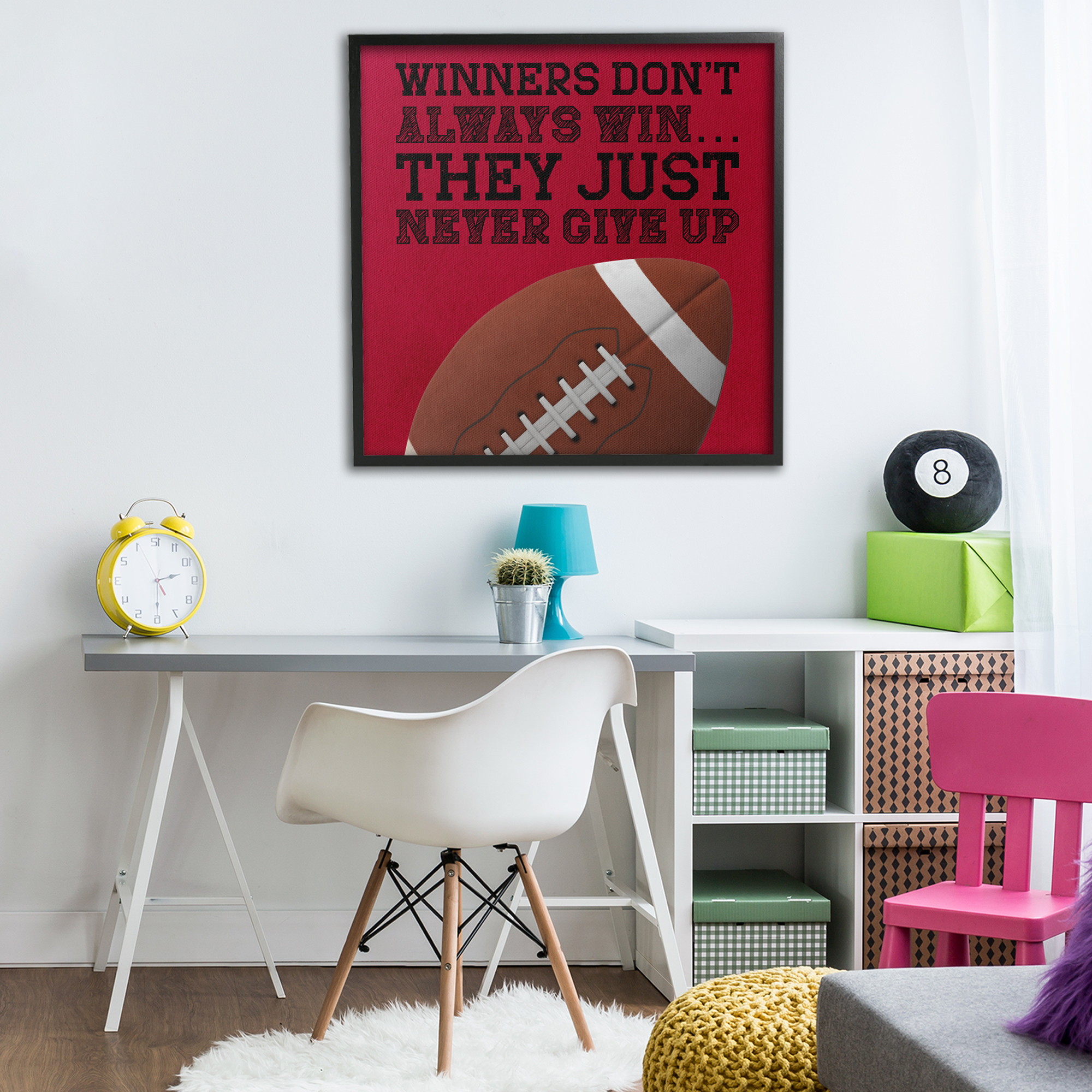 Winners Never Give Up Black Framed Giclee Art, design by Marcus Prime