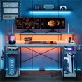 thumbnail image 3 of Bestier 55 inch Computer Desk with Outlets, Gaming Desk with LED Light, Grey Desk with Monitor Stand, 3 of 10