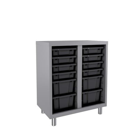 

Space Solutions Bin Storage Cabinet with 8.3 Tote Bins and 4.6 Bins 36 x 30 x 18 Platinum/Graphite