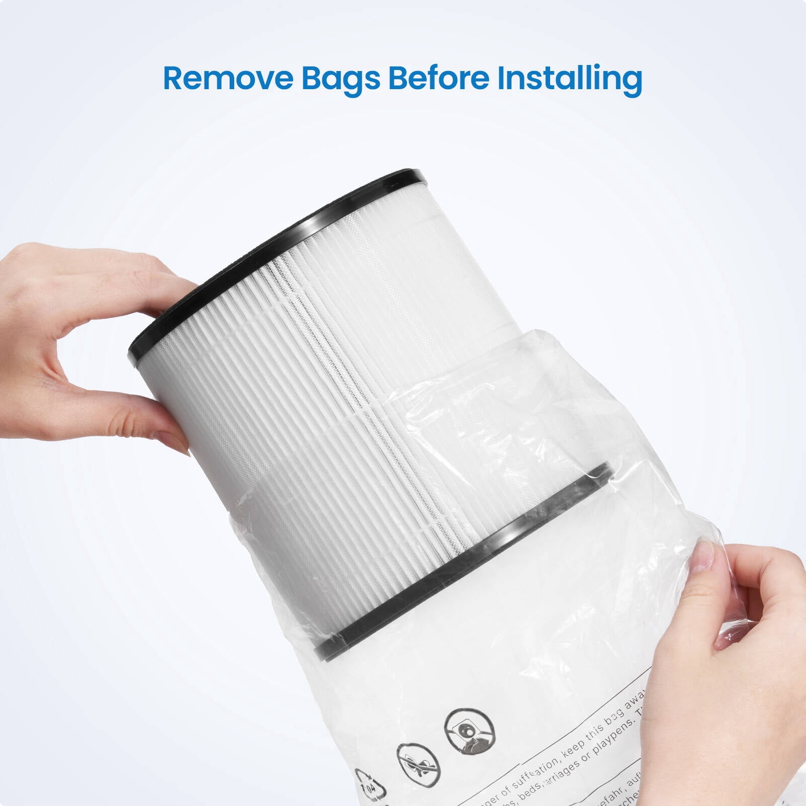 RENPHO H13 HEPA Replacement Air Filter for R-HAU02-WH/R-HAU02-BK, 3-Stage Filtration System, Pre-Filter, HEPA Air Filter, Net Filter, Especially for Allergies and Asthma, Pet Hair, Smokers