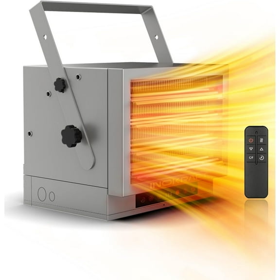 InoKraft 5000W Electric Garage Heater with Remote, Ceiling Mount Fan Forced Shop Heater with Digital Thermostat, 240V Hardwired Space Heater for Garage&Workshop, 12-hour Timer and Overheat Protection