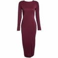 thumbnail image 4 of Idoravan Women's Dress Summer Fashion Women Solid Long Sleeve Sexy Back Zipper Tight Vintage Long Dress, 4 of 9