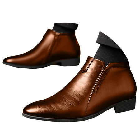 Mepaouo Men s Tuxedo Dress Shoes Formal Classic Business Slip on Leather Derby Oxfords for Men(Brown 8.5)
