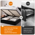thumbnail image 6 of Einfach Full Size Lift Up Hydraulic Bed Frame, Upholstered Velvet Storage Headboard Platform Bed with LED Light and Built-in Charging Station, Black, 6 of 9