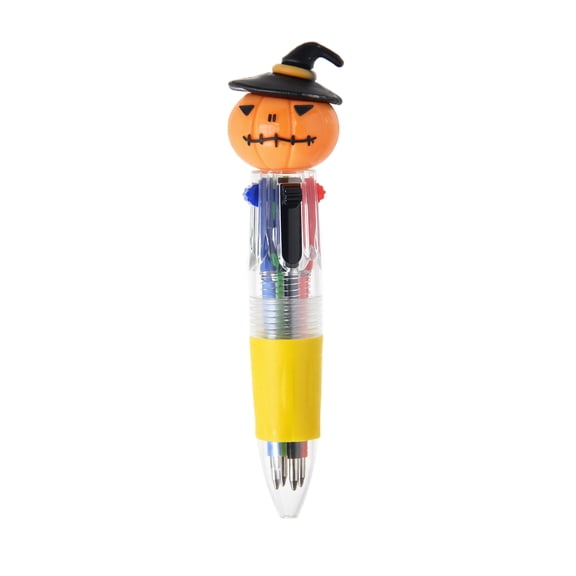 6-In-1 Multicolor Pen Halloween Pumpkin Witch Design for Student Classroom and Party Favors Stationery Supplies