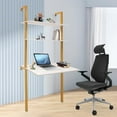 thumbnail image 7 of Wall Mount Desk 2-Shelf Ladder Desk Shelf Desk Small Writing Desk Wall Table Computer Laptop Desk with Shelves Industrial Bookcase Desk Floating Pipe Table with Storage (Gold, Whit, 7 of 7