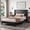 Black, variant on CONCETTA Full Size Bed Frame with Wingback Fabric Upholstered Headboard and Wooden Slats Support, No Box Spring Needed, Easy Assembly, Beige
