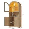 thumbnail image 2 of Conate 70" Tall Arched Kitchen Pantry Cabinet with LED Light, Fluted Storage Cabinets with Stemware Rack, Glass Doors for Dining Room & Living Room, 2 of 7
