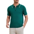 thumbnail image 5 of CAMISA POLO CLÁSICA DE HOMBRE INSPIRE CHIC PARA EL DÍA DEL PADRE, DE COLOR SÓLIDO, CORTA MANGA, CON CREMALLERA, AJUSTE SLIM, TALLA L, VERDE, 5 of 5