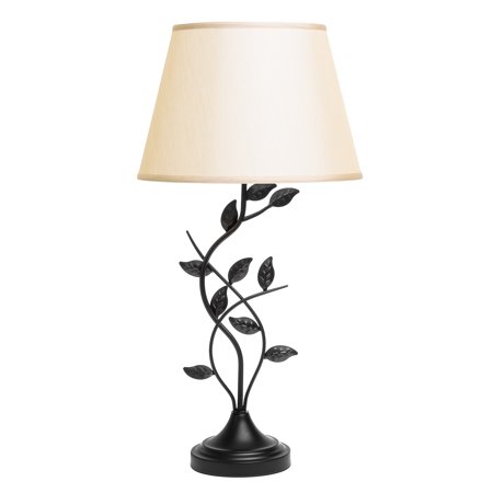 Besa Lamp - Best Choice Products 30in Transitional Style Table Lamp w/ Leaf Design, Beige Lamp Shade - Matte Black