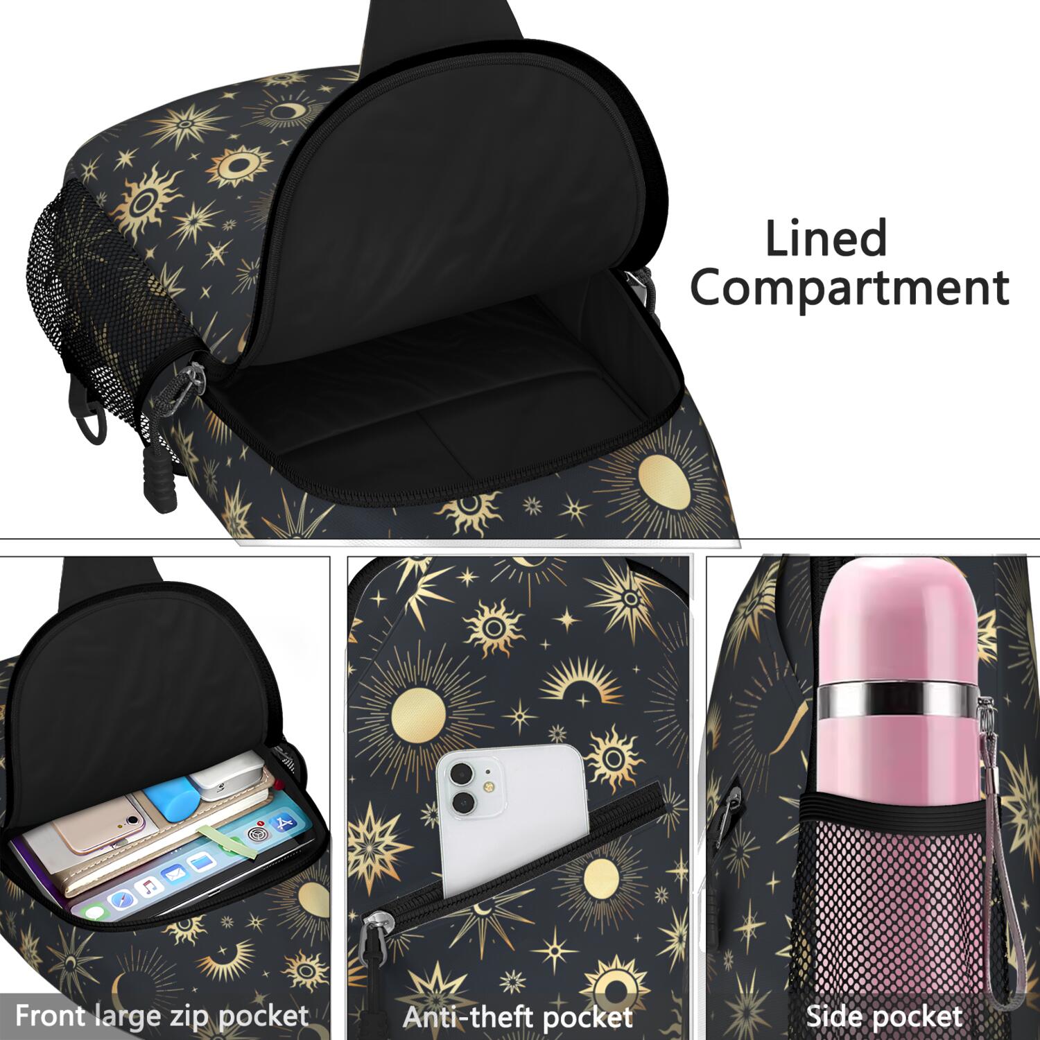 Star Constellation Sling Bag - Durable Shoulder Backpack for 