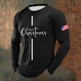 thumbnail image 2 of Christmas T-Shirts for Men Long Sleeve Flag Letter Print Pajamas Tee Crew Neck Casual Slim Fit Family Xmas Gift Men T Shirts Black L, 2 of 4