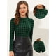 thumbnail image 2 of INSPIRE CHIC Camiseta de manga larga con cuello redondo y manga abullonada para mujer Verde XL, 2 of 4