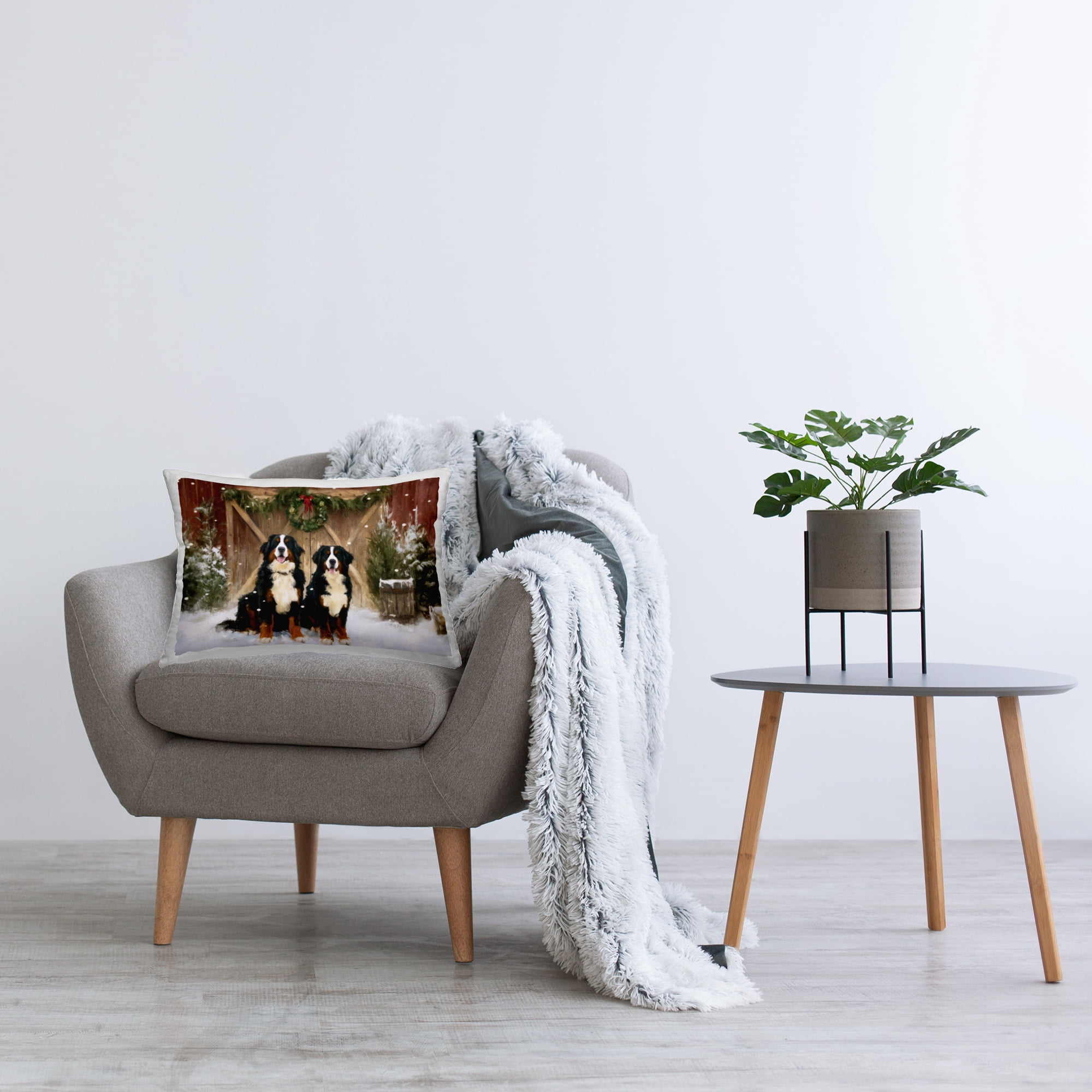 Stupell Industries Barnyard Bernese Mountain Dogs Decorative Printed Throw Pillow, design by Tina LeCour
