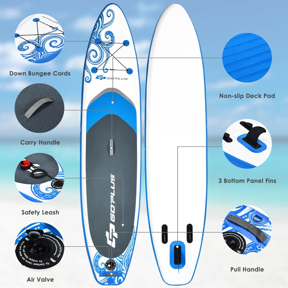 Resenkos Surfboard,Stand Up Paddle Board, 10.6-Feet Inflatable Adjustable Paddle Board with Carry Bag