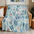 thumbnail image 4 of Blue Coastal Nautical Ocean Throw Blankets, Seashell Starfish Seagrass Soft Fleece Blanket Decorative for Home Sofa Couch Chair Living Bedroom, 30x40 Inches,, 4 of 8