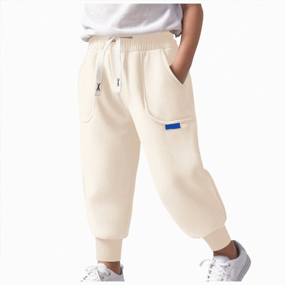 Gibobby Boys Pants Cargo Pants For Toddler Kids Boys 12 Months 2T 3T 4T Wide-Leg Elastic Waist Loose Long Pants Toddler Boys Clothes Little Boys Winter Pants(3-4 Years,Beige)