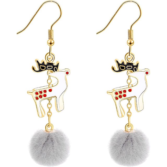 Pendientes navideños Lindos pendientes de árbol de Navidad Pendientes de pelo con personalidad y temperamento de mujer Wojonifuliy01 (a, talla única)