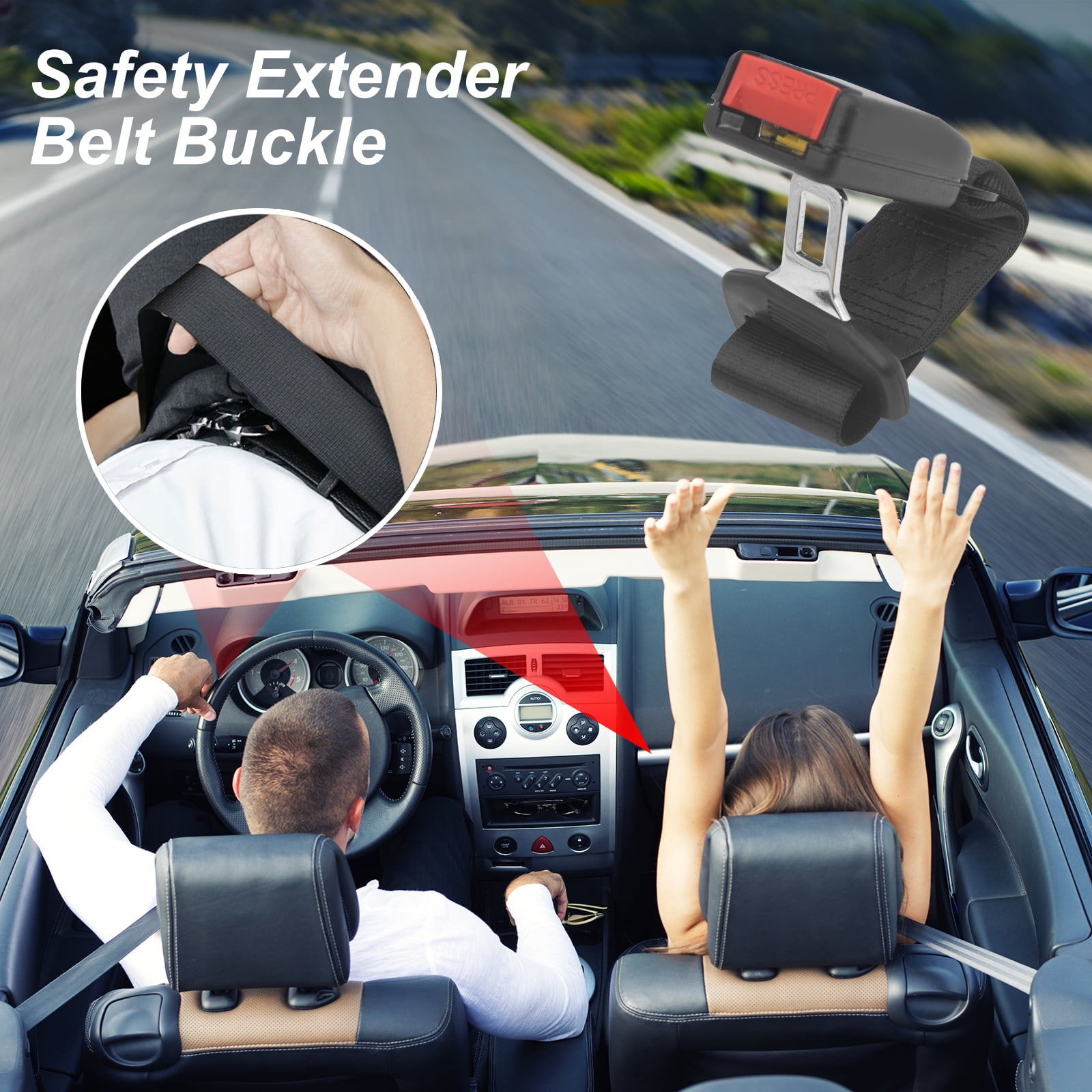 Seat Belt Extender, 2pcs Original Car Buckle Extender (7/8" Tongue Width) Accessories for Cars, Easy to Install, Buckle Up and Drive-In Comfort