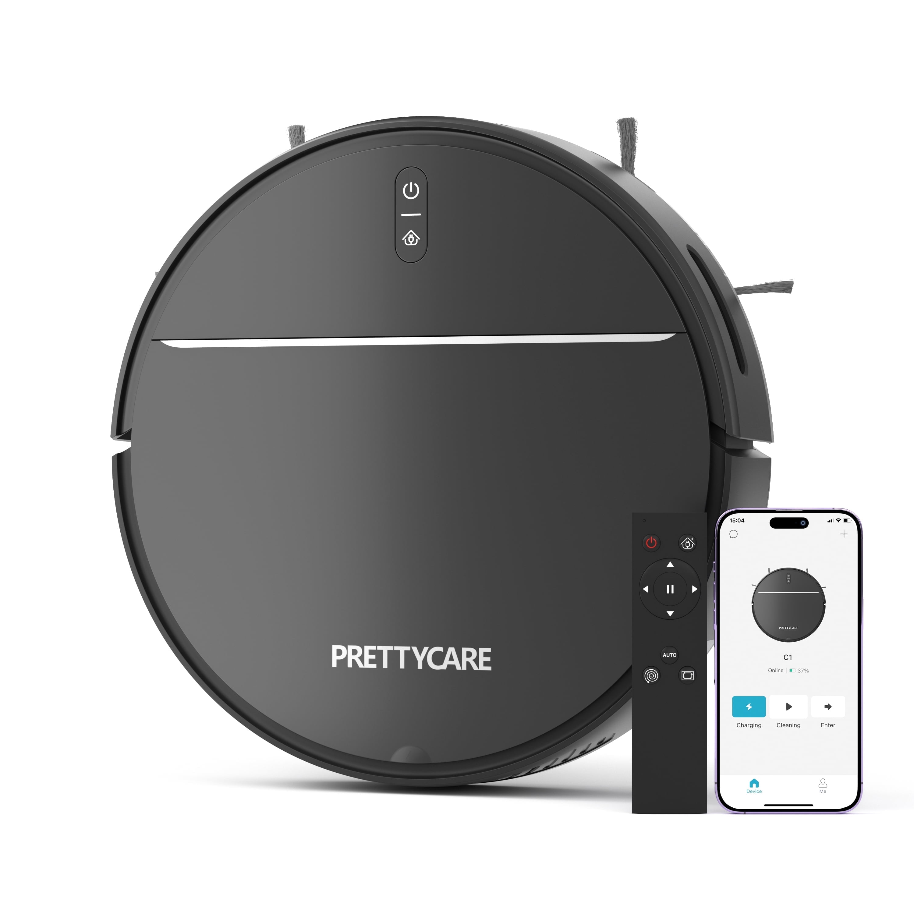 (2 pack) PrettyCare Robot Vacuum Cleaner with 2800Pa,Featured Carpet Boost,Tangle-Free,Ultra Slim,Self-Charging C1