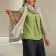 thumbnail image 4 of Vestidos Casuales Para Mujer, Blusas De Mujer De Moda Camiseta de lino holgada de manga corta sin mangas y hasta los hombros para mujer, 4 of 8