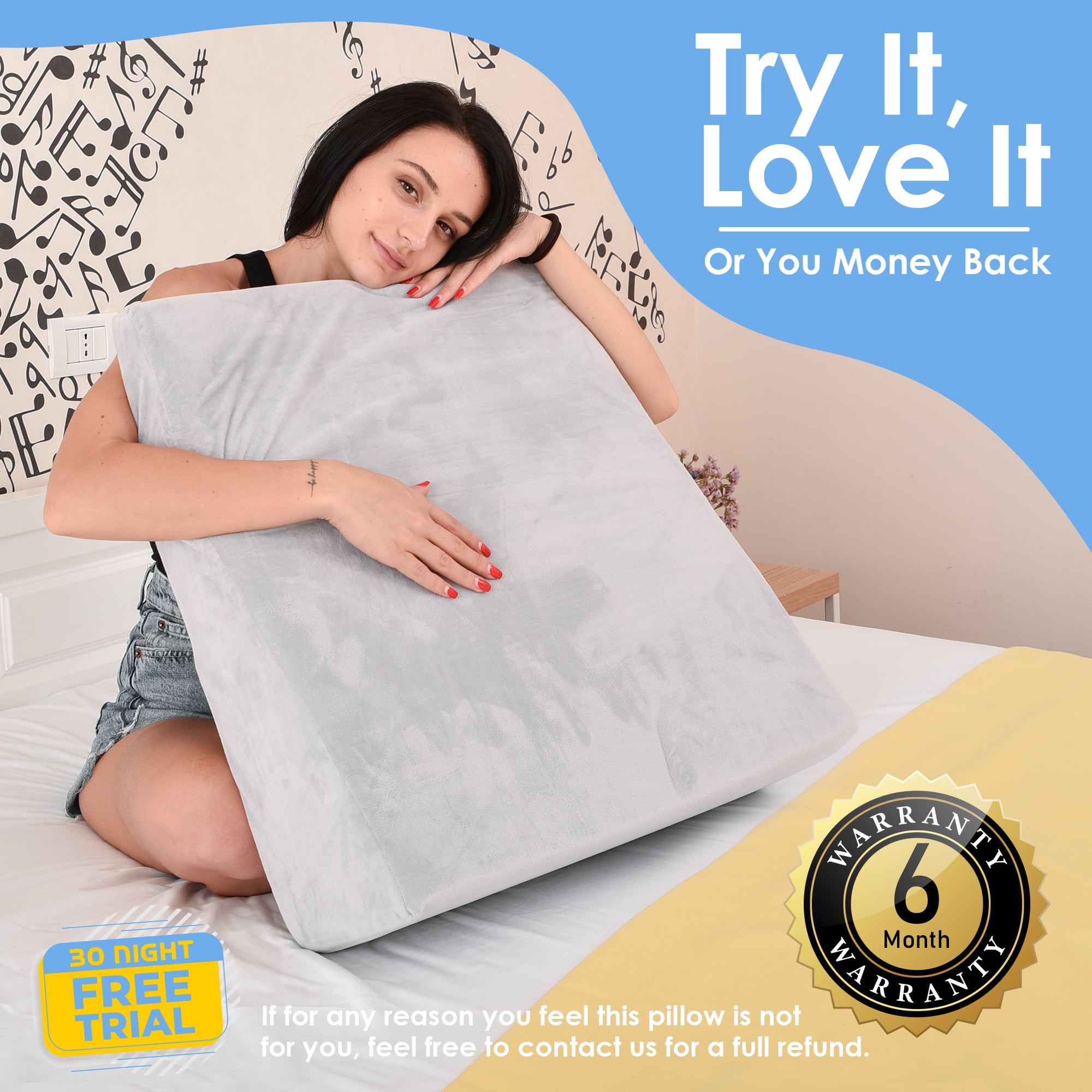 ONDEKT 8” Wedge Pillow for Sleeping Multipurpose Elevated Pillows for Back and Neck Pain