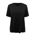 thumbnail image 4 of Comdrip Women's Oversized T Shirts, Women's Summer V Neck Loose Short Sleeved Shirt with Slit Tees for Women Black L, 4 of 5