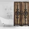 thumbnail image 4 of Wooden Plank Shower Curtains for Bathroom Waterproof Fabric Bath Curtains Decor Bath Tub Curtain Rustic Farmhouse Brown Black Barn Door Decorative Shower Curtain Sets with 12 Hooks, 72x72 Inch, 4 of 6