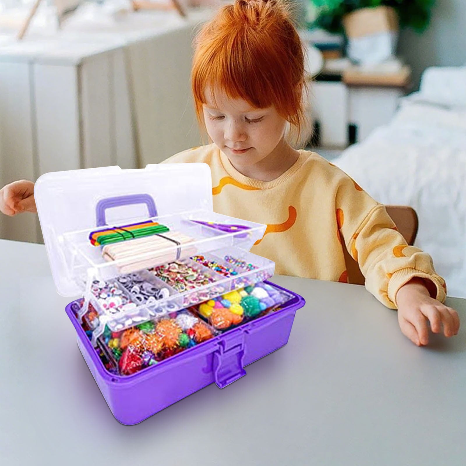 Creative DIY Craft Tote Box With Multiple Compartments For Art Supplies Storage And Organization Perfect Gift For Youngsters And Craft Lovers