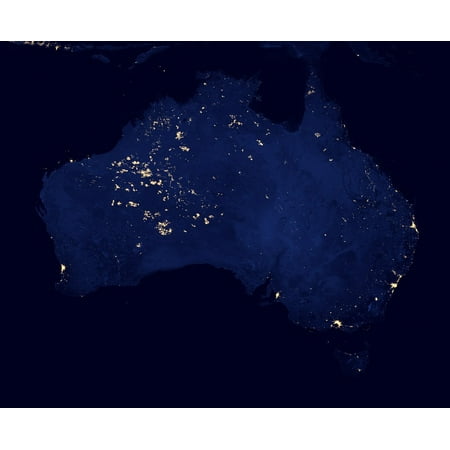 LAMINATED POSTER Map Space Australia Cities Satellite Lights Night Poster Print 24 x
