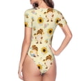 thumbnail image 4 of Naloa Watercolor Bee Honey Honeycomb Bee Women's Short-Sleeved Onesie, One-Piece Swimsuit for Parties, dates, clubs - Large, 4 of 9