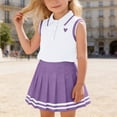 thumbnail image 2 of PRfgtbd Little Girls Clothes Summer Outfits Sleeveless Polo Shirt Tank Tops Pleated Skirt 2 Piece Set Casual Preppy Style Kids Clothing Cute Girl Clothing Set, 2 of 7