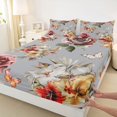 thumbnail image 3 of Manfei Female Women Chic Floral Rose 4pcs Bed Sheets,Vintage Aesthetics King Sheets,Butterflies Flowers Super Cozy Sheet Set,Luxury Bedroom Decor, 3 of 7