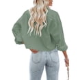 thumbnail image 4 of Langwyqu Turn-Down Collar Women Solid Button Crop Tops Lapel Blouse With Pocket, 4 of 5