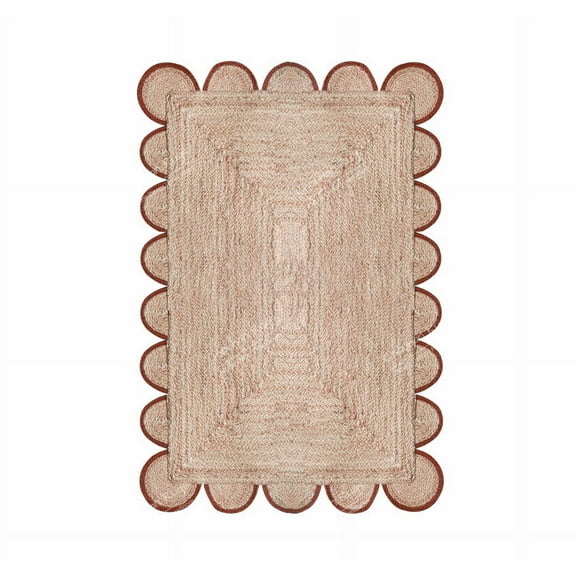 Chouhan Rugs Natural Jute Orange Scalloped Rug Bohemian Rug Decor Rug Handwoven Rug Custom Rug Decorative Rug