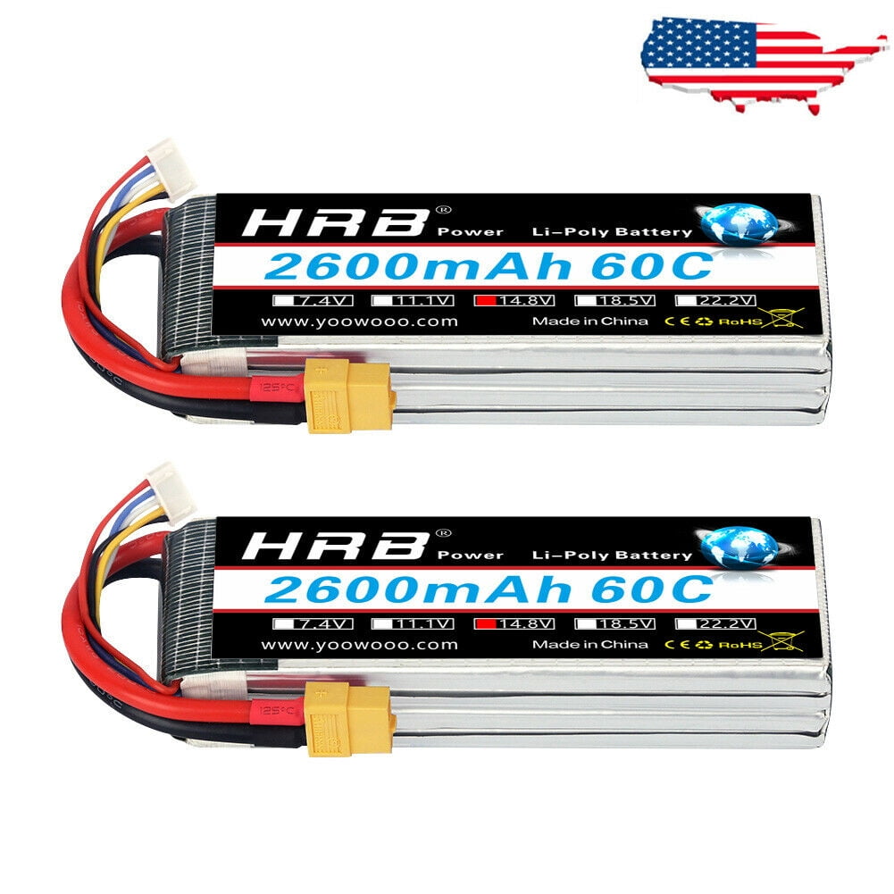2pcs HRB 4S 3300mAh 14.8V 60C LiPo Battery XT60 for RC Drone Helicopter Boat Car