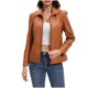 thumbnail image 2 of Chaquetas y abrigos de piel sintética de manga larga sin capucha para mujer, color liso, con cremallera, bolsillo, cuello vuelto, cremallera, sin capucha, abrigos de piel sintética para mujer, top de, 2 of 9