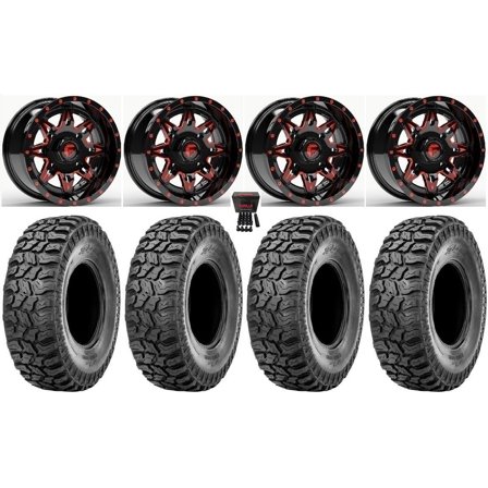 Fuel Lethal 14" Wheels Red 27" Ridge Saw 2.0 Tires Polaris RZR XP 1000 / PRO XP / Ranger XP 900/1000