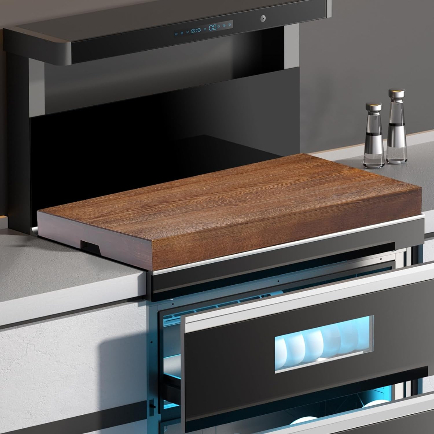 Stove Top Cover, Noodle Board Stove Covers with Built-in Handles, Durable Extra Thick Pine Wood Handmade Cookware for Gas Burners and Electric Stove