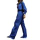 thumbnail image 4 of TRKIYQC Conjunto de Pantalones de Mujer de 2 Piezas, Camisa de Solapa de Manga Larga Azul Casual + Pantalones de Pierna Ancha TRKIYQC  moda, 4 of 8