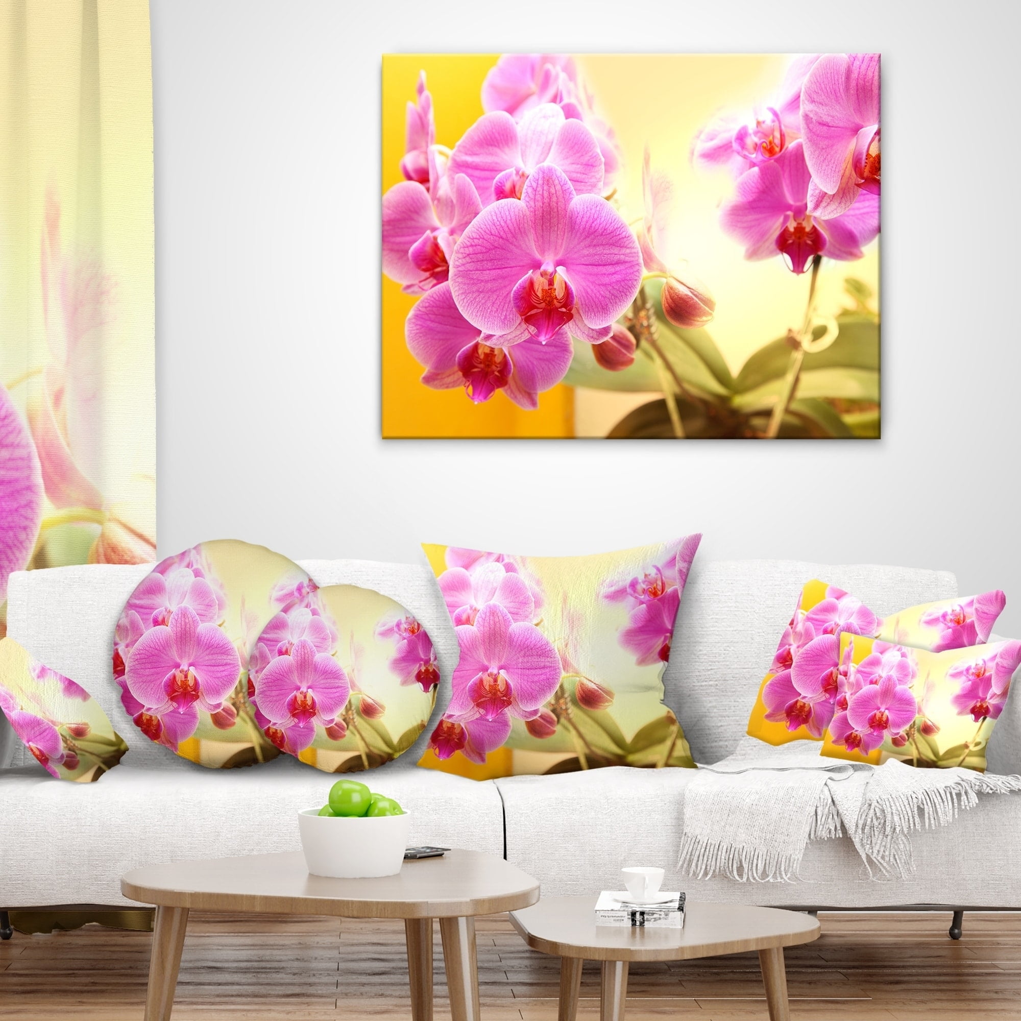 Sofa Throw Pillow 16 in Insert Printed On Both Side in Designart CU12591-16-16 Blooming Purple Orchid Flowers Floral Cushion Cover for Living Room x 16 in
