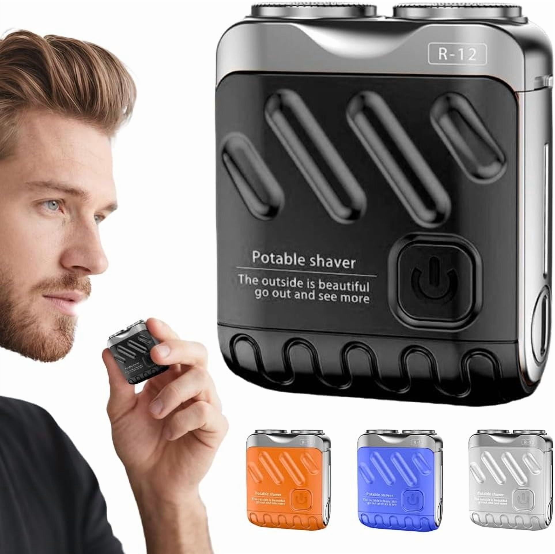 Portable Rotary Dual Ring Electric Shaver Black