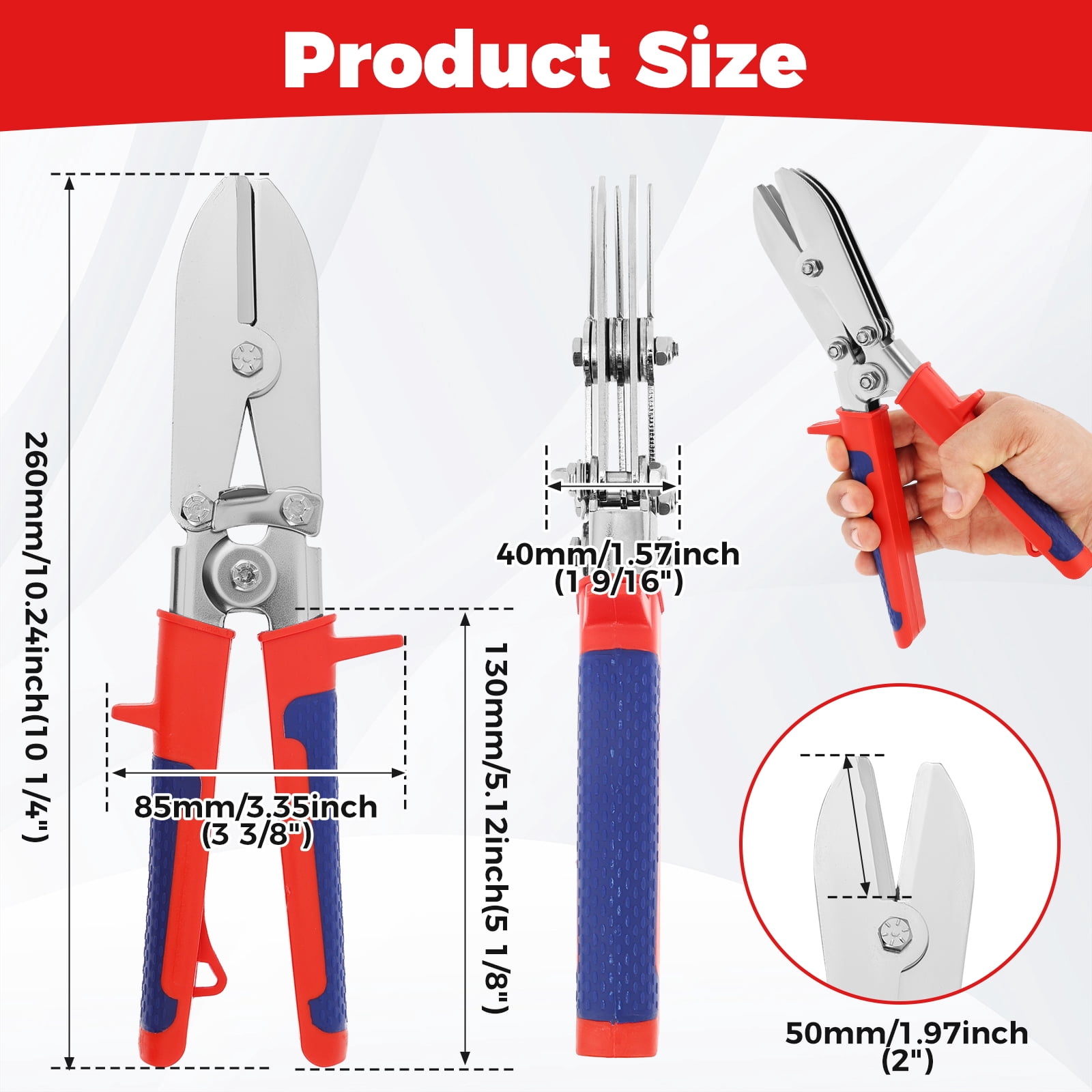 Ikoopy 5 Blade Hand Crimper Rust Resistant Gutter Crimping Tool and Sheet Metal Crimper with Anti Slip Ergonomic Handle for 22 to 28 Gauge Galvanized Steel Ductwork Downspouts Stove Pipes