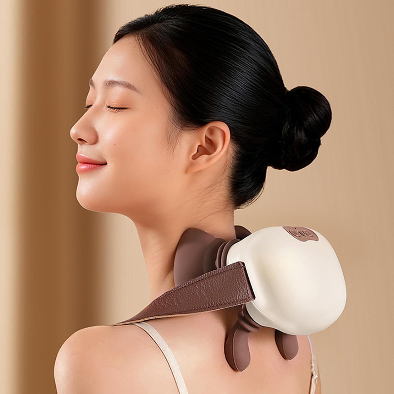 4D Neck and Shoulder Massager, Heat Wireless Deep Tissue Kneading Massage Pillow, Simulating Human Hands Dual Heat Settings, Ergonomic Palm Curve, Protable Design for Home Office Travel