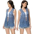 thumbnail image 4 of Women's Floral Crochet Lace Trim Open Front Cardigan, 4 of 5