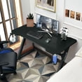 thumbnail image 3 of Gymax 47'' Gaming Desk Z-Shaped Computer Office Table w/ Gaming Handle Rack Black, 3 of 10
