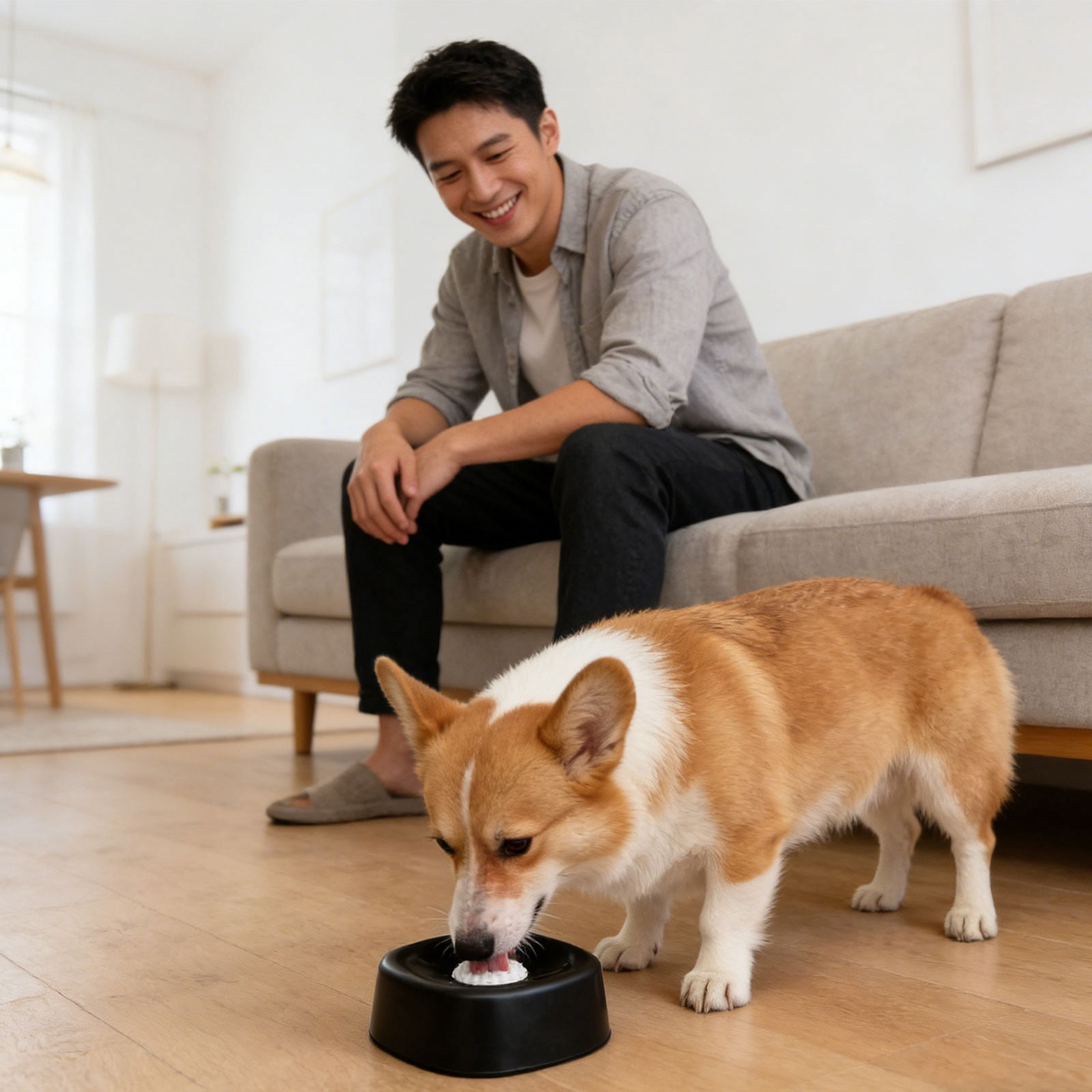 Dog Lick Bowl Slow Feeder Dog Bowls for Liquid with Rolling Ball, Anti-Slip Dog Licking Bowl for Wet Food Water & Treats, Interactive Dog Slow Feeder for Large Medium Small Dogs